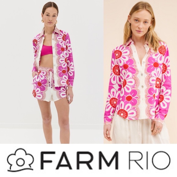 FARM Rio Tops - Gorgeous, Farm Rio Maia Off White Shirt❤️NWOT size Medium.